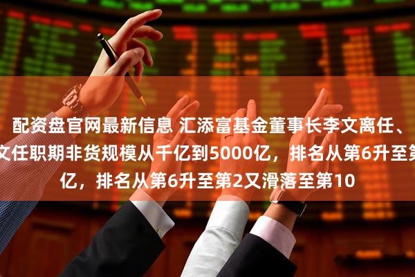 配资盘官网最新信息 汇添富基金董事长李文离任、鲁伟铭接任，李文任职期非货规模从千亿到5000亿，排名从第6升至第2又滑落至第10